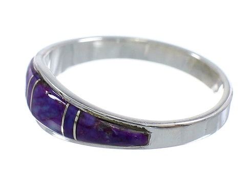 Southwest Magenta Turquoise Inlay Genuine Sterling Silver Ring Size 7-3/4 VX58989